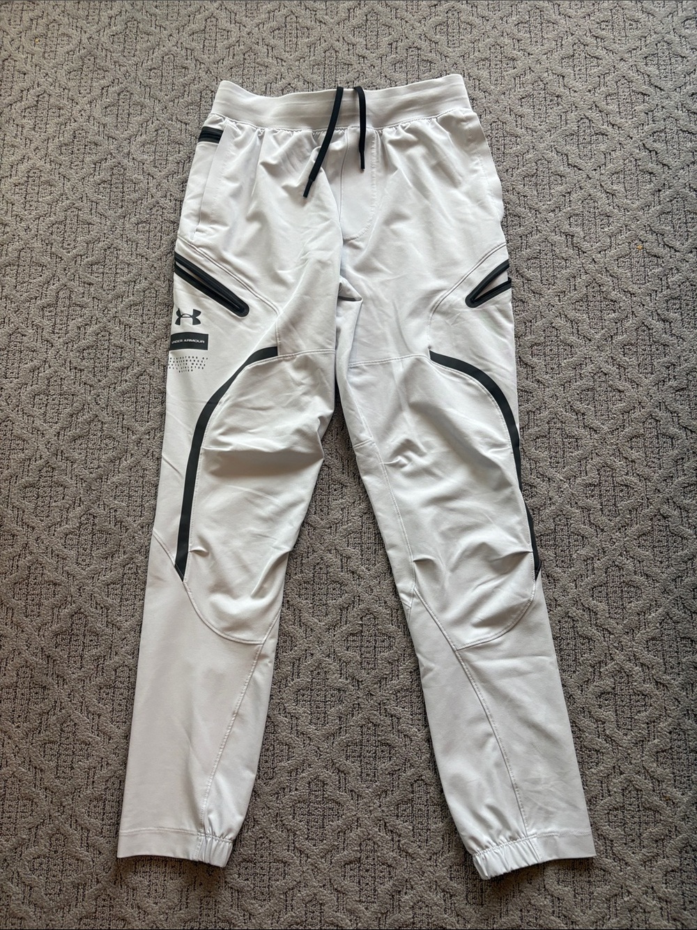 Under Armour Men’s White Joggers with Black Trim